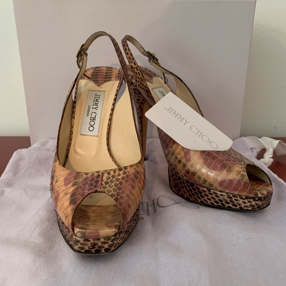 Jimmy Choo Patterned Blush Python Platforms - image 1